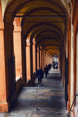 Bologna sanctuary of the Madonna di San Luca at sunset 