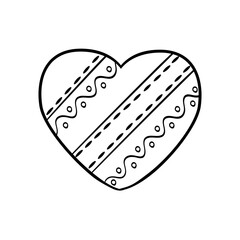 Cute hand drawn heart. Romantic symbol of love and happiness. Vector illustration in doodle style isolated on a white background. For wedding design, Valentine's day, children's coloring books.