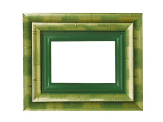 Wooden green frame for paintings. Isolated on white