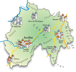 15 Carte du département du Cantal