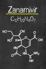 Blackboard with the chemical formula of Zanamivir