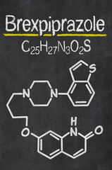 Blackboard with the chemical formula of Brexpiprazole