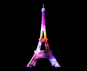 Eiffel Tower France Colorful Watercolor graphic illustration