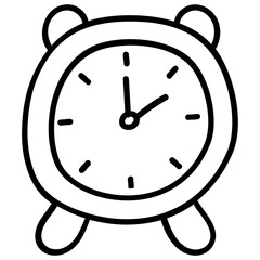 Icon of alarm clock in line design