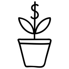 Icon of money plant in line design 