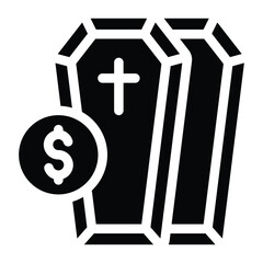 Obraz premium Dollar coffin glyph icon 