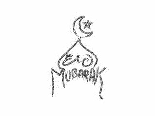 Eid Mubarak celebration- Mosque Particle Art Vector illustration.