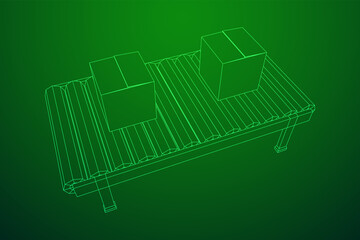 Conveyor belt section with boxes