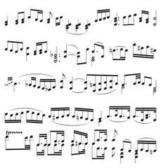 Set of musical notation symbols, musical notes, signs of musical alliteration, music composing concept, chord, legato, note, music sheet, melody elements for design © Okarina