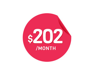 $202 Dollar Month. 202 USD Monthly sticker