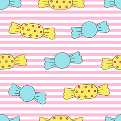 Candy seamless pattern. Lollipops background. Sweets.