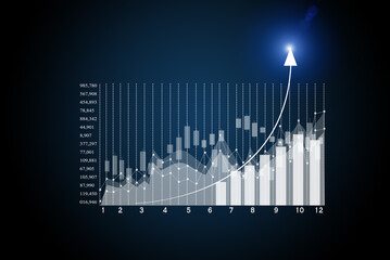 Business digital finance marketing chart, Future technology innovation background, Digital transformation stock marketing concept.