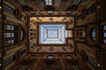Rome, Galleria Sciarra Colonna, a building in Rome located in the Trevi district is a covered walkway open to the public during office hours. The Quirino Theater in the back of the building.Italy