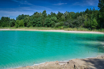 Settler Gajowka - an artificial water reservoir in central Poland. 