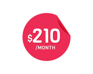 $210 Dollar Month. 210 USD Monthly sticker