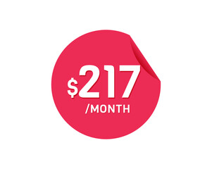 $217 Dollar Month. 217 USD Monthly sticker