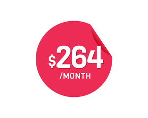 $264 Dollar Month. 264 USD Monthly sticker