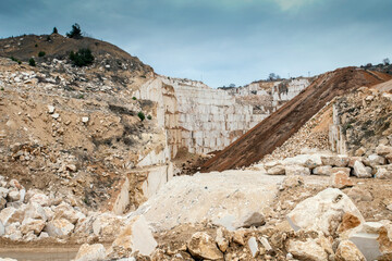 A marble quarry, open mining.