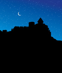 Obraz premium Ancient city on rock. Vector drawing