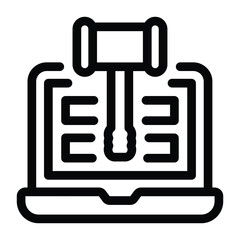 
Online gavel in glyph icon editable 
