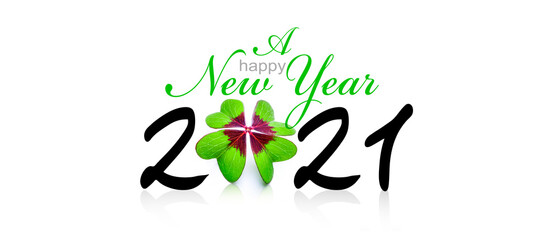 Neujahrswunsch für 2021 mit Kleeblatt