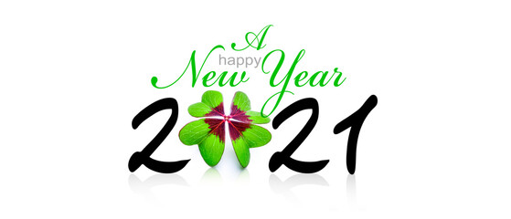 Neujahrswunsch für 2021 mit Kleeblatt