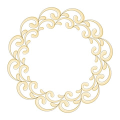 Ornamental round vintage vector frame. Golden venzels.