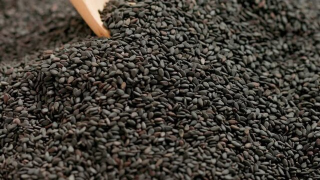 Close Up Black Sesame Seeds Rotation