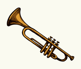 Obraz premium Musical instrument. Trumpet. Vector drawing