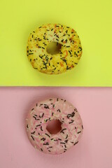 sweet donut with colored background