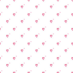 Watercolor red heart seamless pattern. Watercolor fabric. Repeat heart. Use for design valentine day, invitations, birthdays