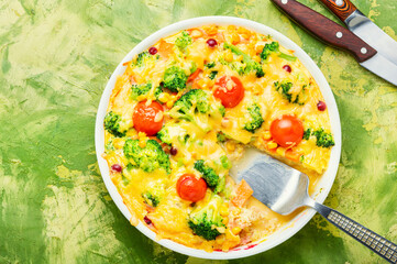 Vegetable casserole or broccoli omelet