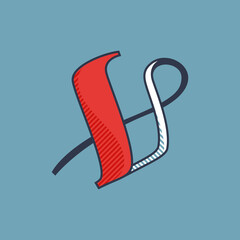 V letter logo with shadow lines effect.