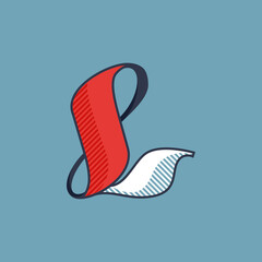 L letter logo with shadow lines effect.