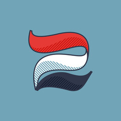 Number two logo with shadow lines effect.