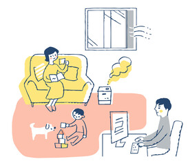 感染症予防対策　室内の換気と加湿　