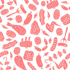 Seamless pattern with meat