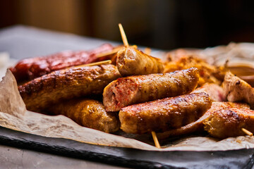 Fried sausages on the grill, Seth sausages