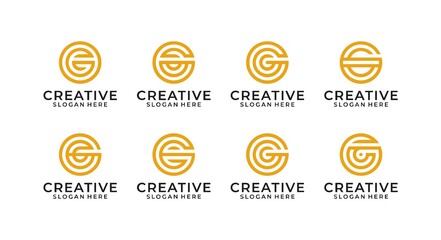 Letter G monogram line Logo Design Bundle Template