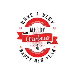 Merry christmas and happy new year. Design pattern for vintage badge, label, logo, emblem, greeting card, banner, flyer. Christmas calligraphic design elements and page decoration. Vector illustration
