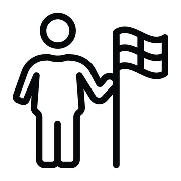 
Success Glyph Icon Showing Person With Flag 
