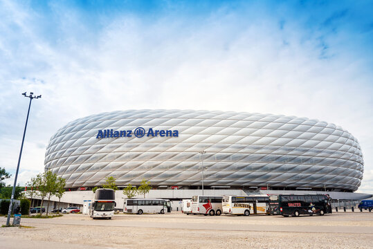 MUNICH, GERMANY- June 25, 2018: Allianz Arena football stadium in Munich, Germany