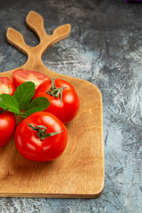 front view fresh red tomatoes on dark background ripe salad food photo