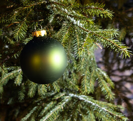 Green festive christmas balls.  Happy new year