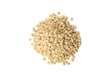 Heap of uncooked legumes isolated on white background
