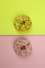 sweet donut with colored background