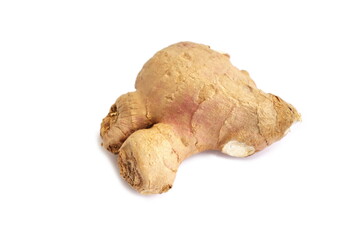 Fresh raw ginger on white background, herb medical concept. Healthy lifestyle and lose weight concept.
