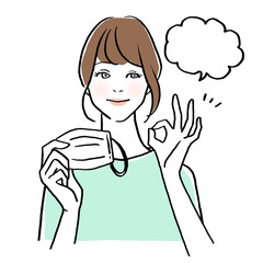 マスクをつけて感染症・風邪・花粉症対策をする女性のイラスト