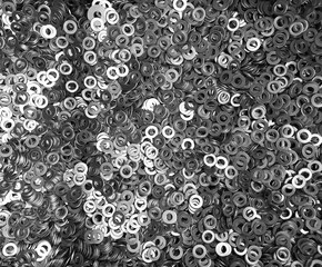 Lots of little metal washers. Close up