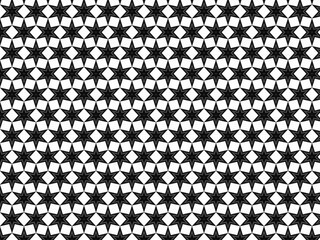 Seamless star pattern in black on white background